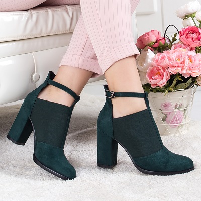 worst sensor Figure Pantofi de damă eleganți Resami HKLW3WQ verzi cu toc gros și baretă pe  picior | Coton.ro