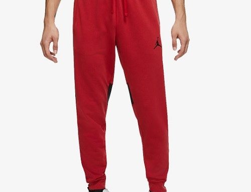 Pantaloni sport Nike Jordan Dri Fit pentru bărbați, roșii, din bumbac flexibil și cu buzunare