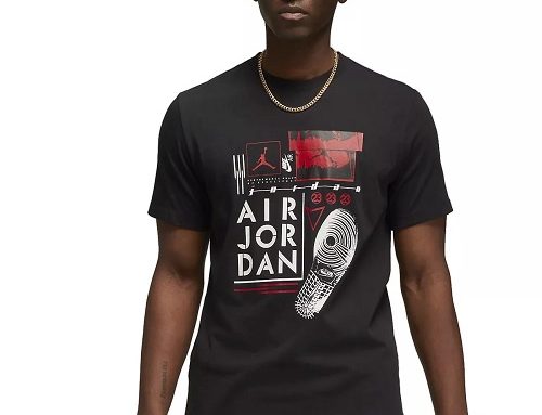 Tricou din bumbac TRC525D Nike M. Jordan pentru bărbați, negru, cu imprimeu