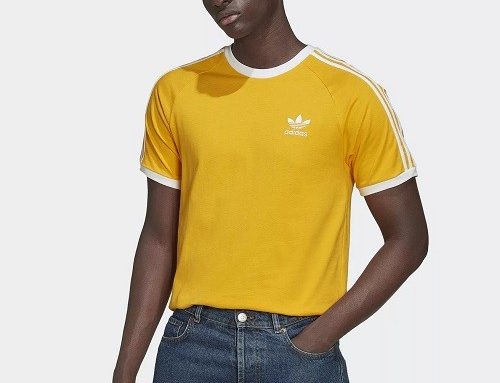 Tricou sport Adidas Originals pentru bărbați, drept, galben, din bumbac neted