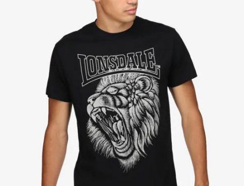 Tricou lejer Lonsdale Lion GDJ5324D pentru bărbați, negru, din bumbac, cu imprimeu grafic