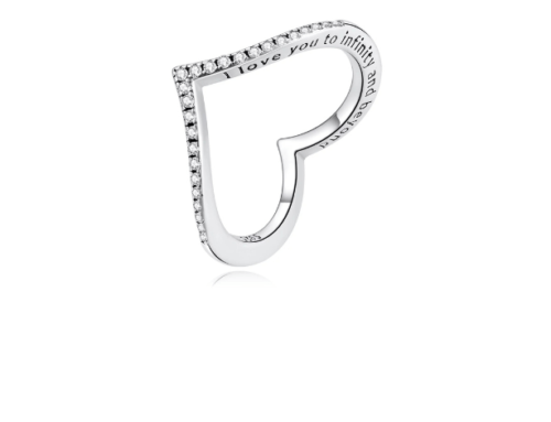 Inel damă din argint, Studded Crystal Heart ISCH1339, cu zirconiu, elegant